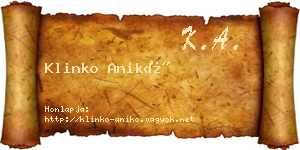 Klinko Anikó névjegykártya